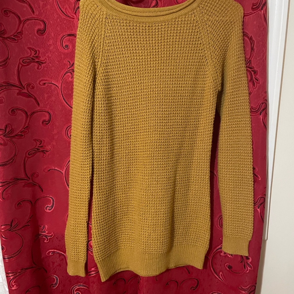 Ambiance Yellow Crew Neck Sweater with Waffle Knit